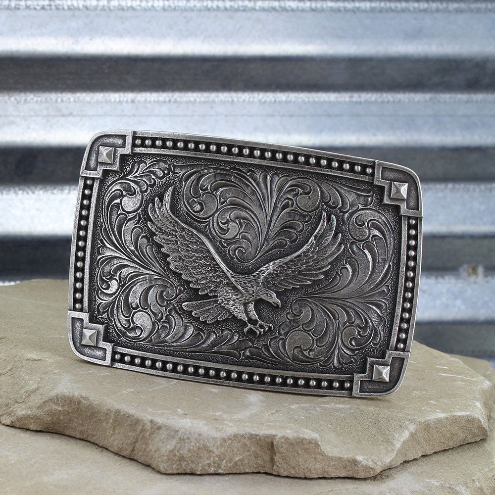 Montana Silversmiths Classic Antiqued Tied at the Corners Attitude Buckle with Soaring Eagle