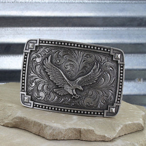 Montana Silversmiths Classic Antiqued Tied at the Corners Attitude Buckle with Soaring Eagle