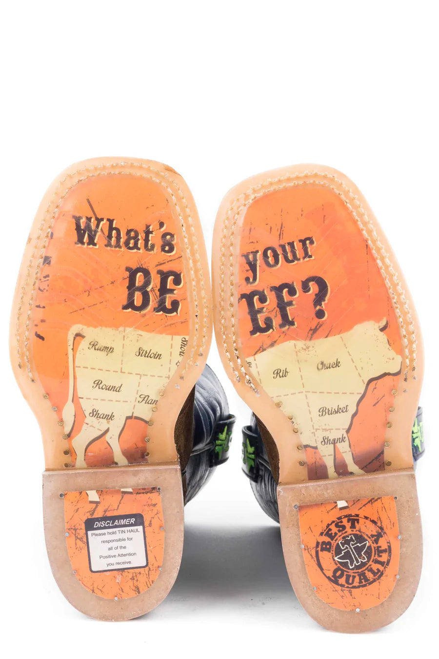 Tin Haul Kid’s Barbed Wire All Beef Sole Square Toe Boot - Nate's Western Wear