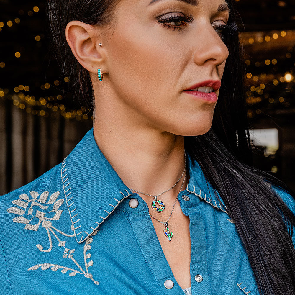 Montana Silversmiths Studded In Turquoise Mini Hoop Earrings