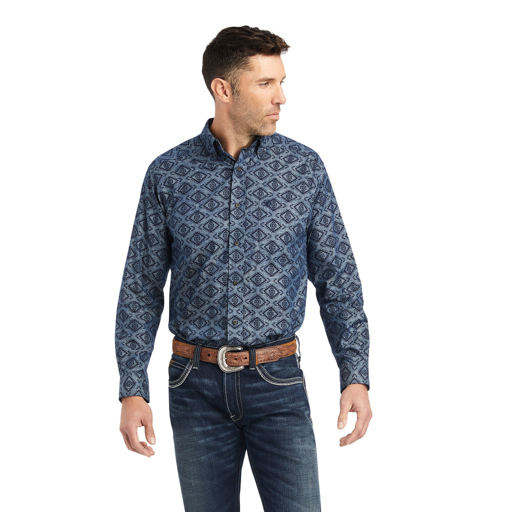 Ariat Men's LS Keanu Classic Fit Shirt - Chambray Blue - Nate's Western Wear