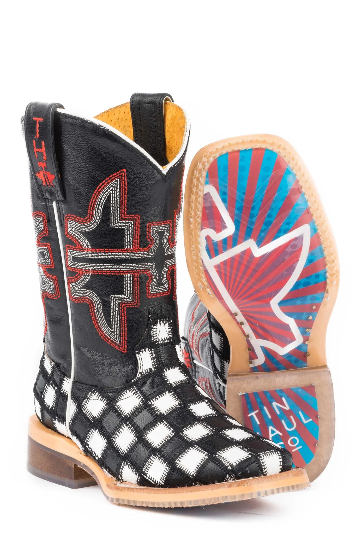 Tin Haul Kid’s Checkmate Boot with Tin Haul Star Sole - Nate's Western Wear