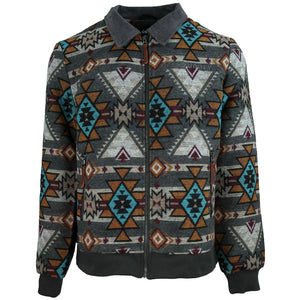 Hooey Presidio Bomber Jacket Tan/Brown Aztec Pattern - Nate's Western Wear