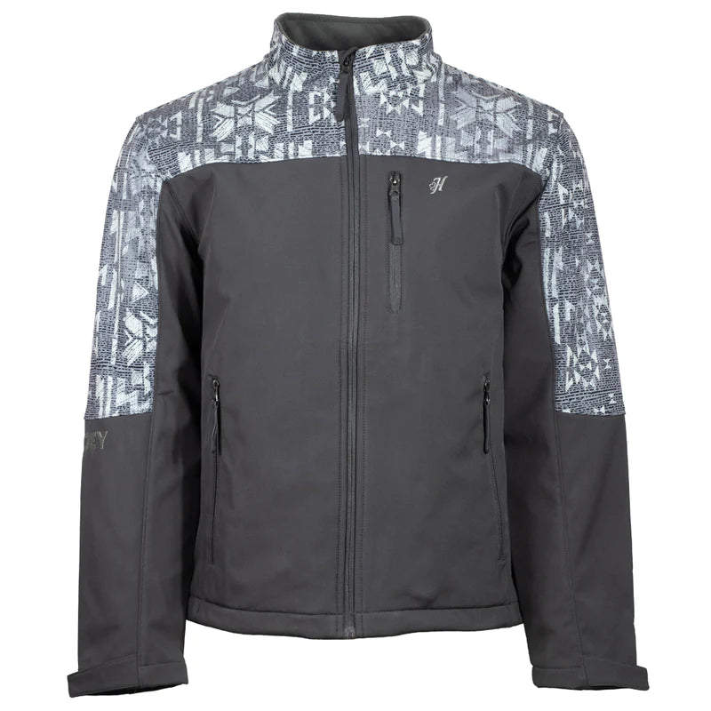 Hooey Youth Softshell Jacket - Charcoal with Aztec Detailing - Nate's Western Wear
