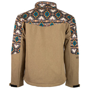 Hooey Men's Softshell Jacket - Tan with Aztec Detailing - Nate's Western Wear
