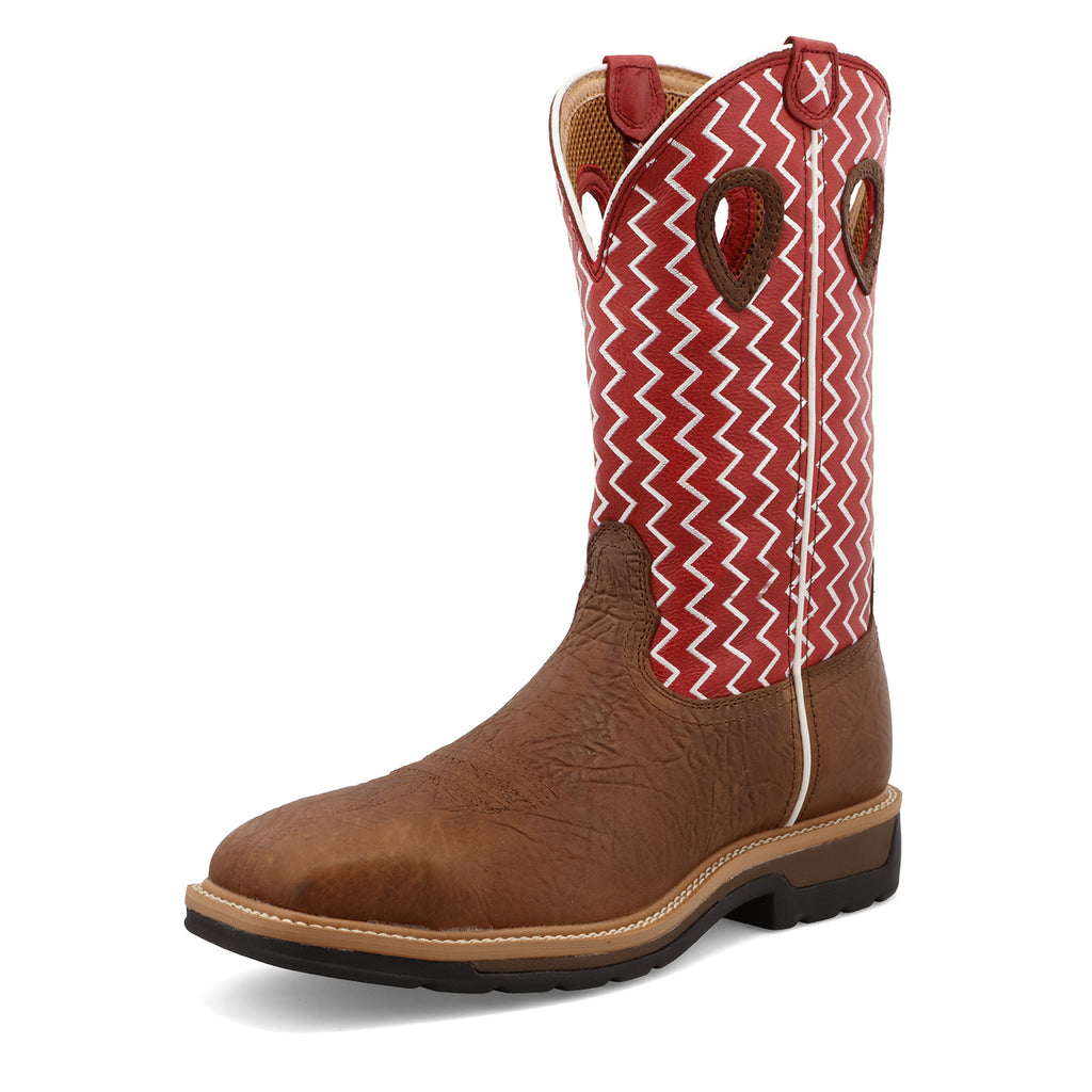 Twisted X Men's 12" Western Work Boot - Distressed Saddle Shoulder & Cherry - Nate's Western Wear