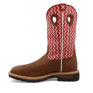 Twisted X Men's 12" Western Work Boot - Distressed Saddle Shoulder & Cherry - Nate's Western Wear