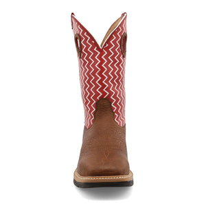Twisted X Men's 12" Western Work Boot - Distressed Saddle Shoulder & Cherry - Nate's Western Wear