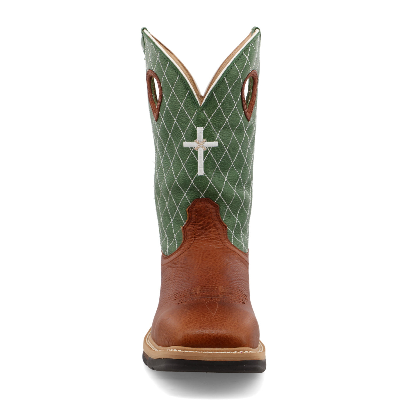 Twisted X Men's 12" Western Work Boot - Cognac Glazed Pebble & Lime - Nate's Western Wear
