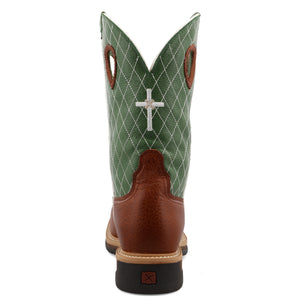 Twisted X Men's 12" Western Work Boot - Cognac Glazed Pebble & Lime - Nate's Western Wear