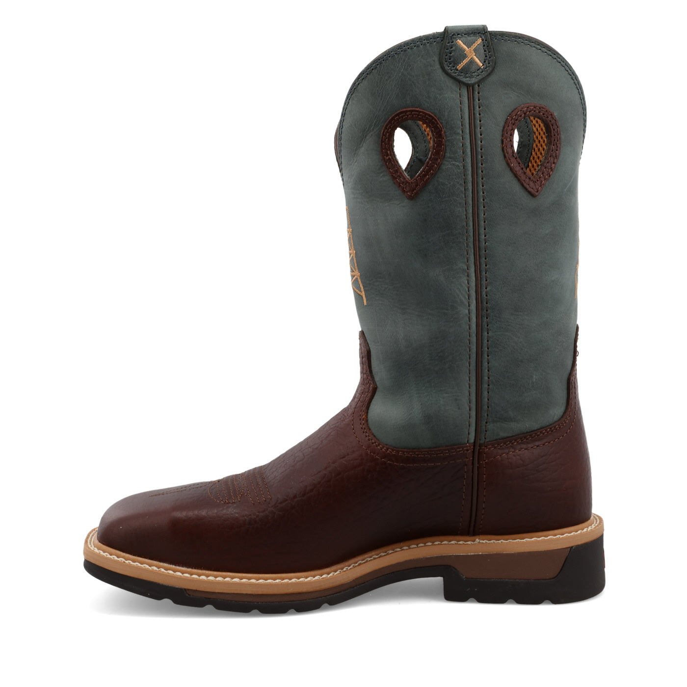 Twisted X Men's 12" Western Work Boot - Oiled Cognac & Blue - Nate's Western Wear