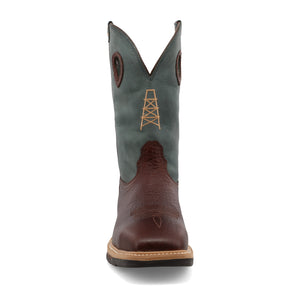 Twisted X Men's 12" Western Work Boot - Oiled Cognac & Blue - Nate's Western Wear