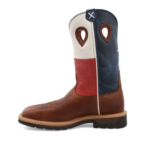 Twisted X Men's 12" Western Work Boot - Brown & Texas Flag - Nate's Western Wear
