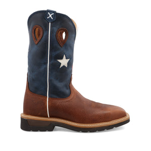 Twisted X Men's 12" Western Work Boot - Brown & Texas Flag - Nate's Western Wear