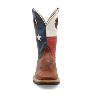 Twisted X Men's 12" Western Work Boot - Brown & Texas Flag - Nate's Western Wear