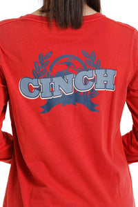 Cinch Women's Graphic Logo Long Sleeve Tee Shirt - Red - Nate's Western Wear