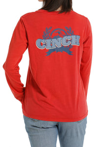 Cinch Women's Graphic Logo Long Sleeve Tee Shirt - Red - Nate's Western Wear