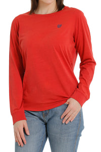 Cinch Women's Graphic Logo Long Sleeve Tee Shirt - Red - Nate's Western Wear