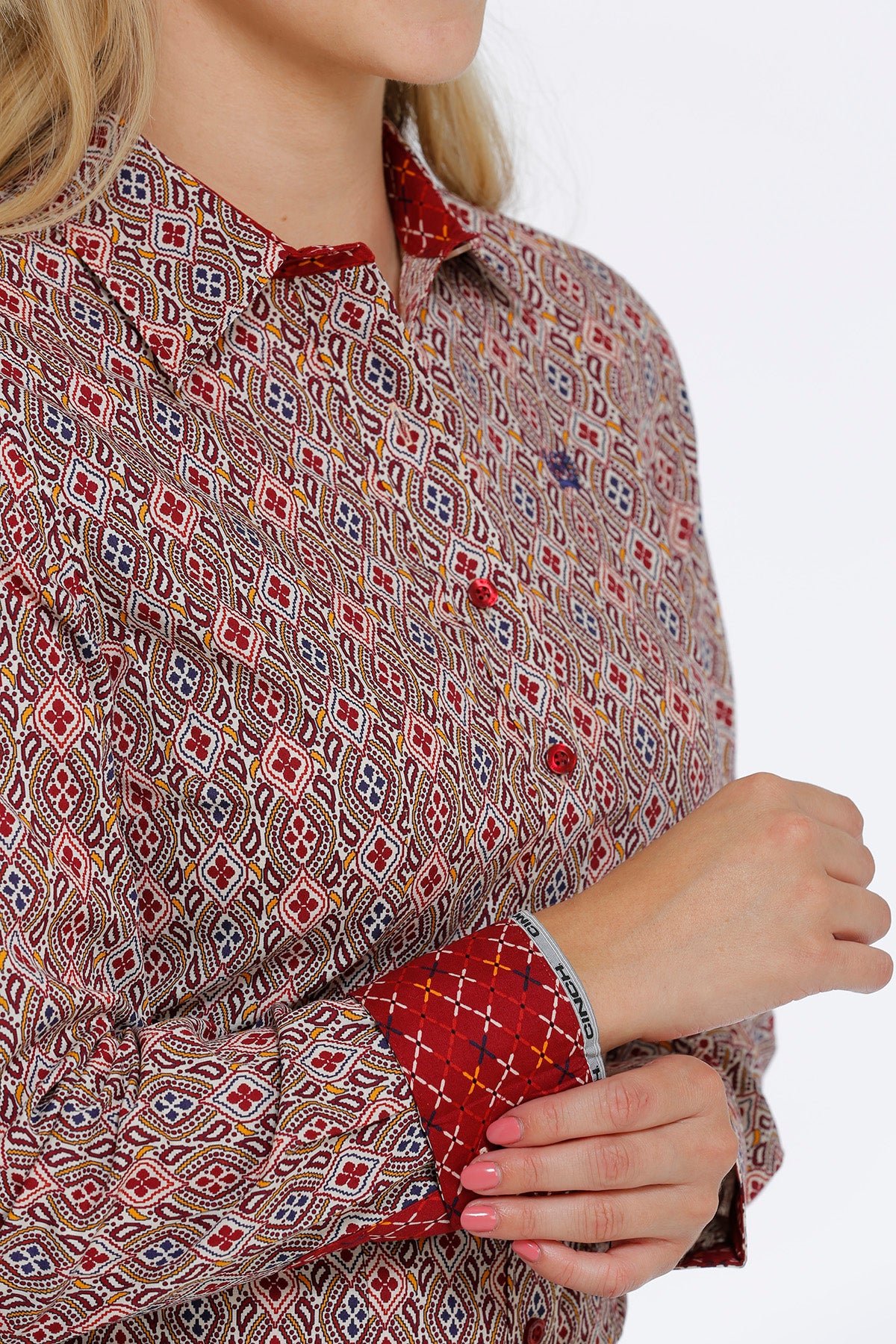 CINCH Women's Burgandy Print Long Sleeve Western Shirt - Nate's Western Wear