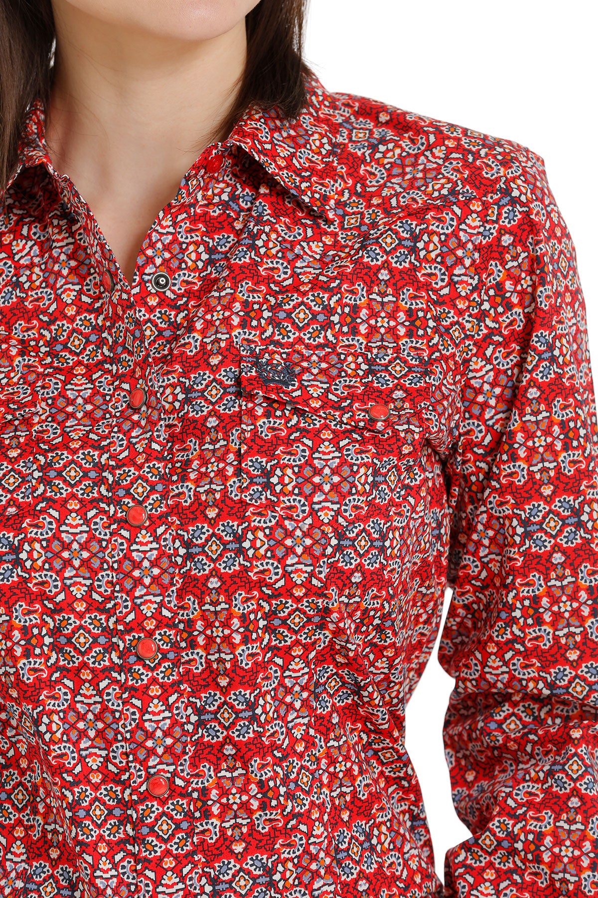 Cinch Women's Red Print Long Sleeve Western Shirt - Nate's Western Wear