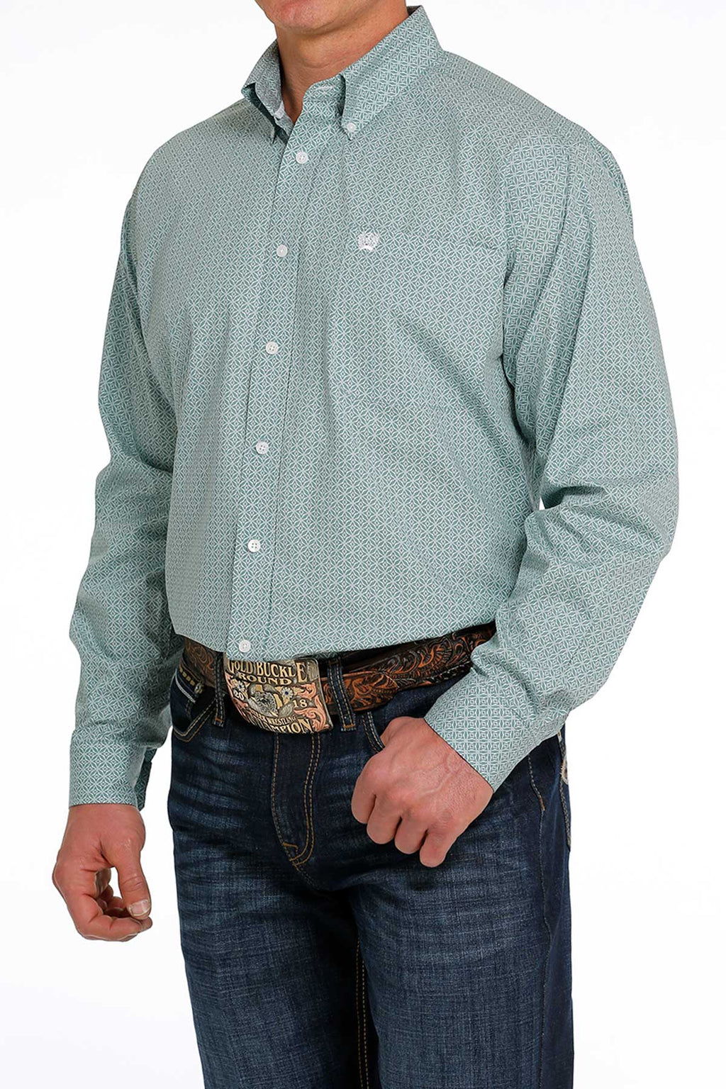 CINCH MEN'S L/S PRINT SHIRT - BLUE - Nate's Western Wear