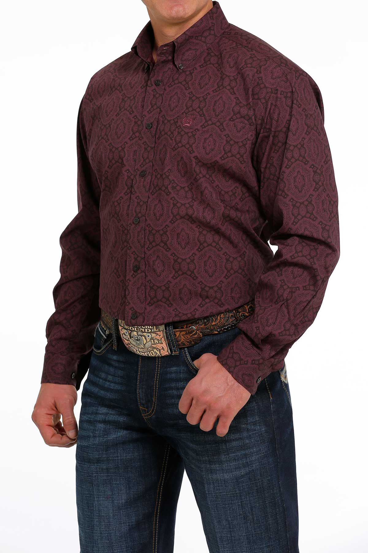 CINCH MEN'S CLASSIC L/S PRINT SHIRT - BROWN - Nate's Western Wear