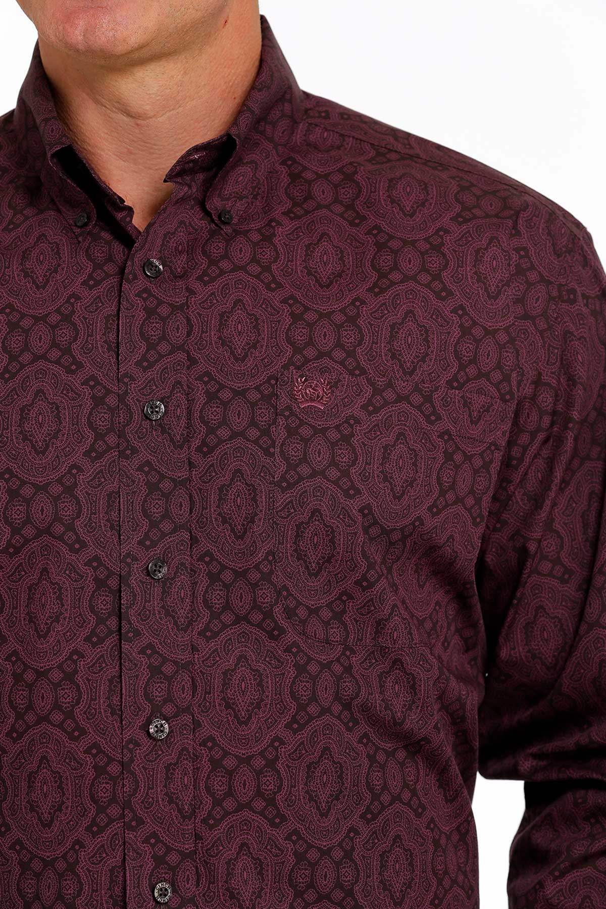 CINCH MEN'S CLASSIC L/S PRINT SHIRT - BROWN - Nate's Western Wear