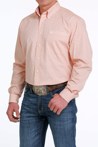 Cinch Classic Fit Men's Long Sleeve Shirt Orange Print