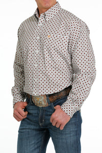 Cinch Classic Men's LS Shirt White/Red Print