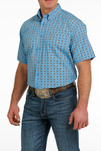 CINCH Men's Blue Print SS Western Shirt