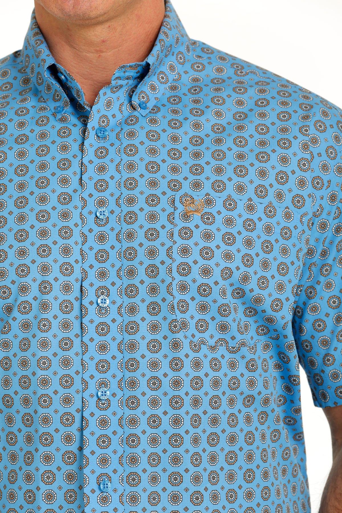 CINCH Men's Blue Print SS Western Shirt