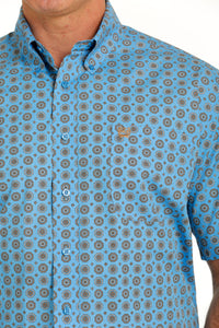 CINCH Men's Blue Print SS Western Shirt