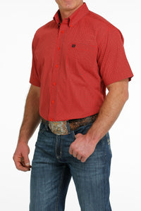 Cinch Men's SS Shirt Red Print