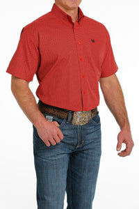 Cinch Men's SS Shirt Red Print