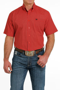 Cinch Men's SS Shirt Red Print