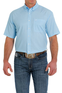 CINCH Men's Light Blue Print ARENAFLEX SS Shirt