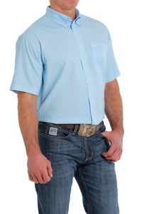 CINCH Men's Light Blue Print ARENAFLEX SS Shirt