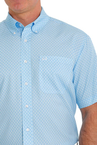 CINCH Men's Light Blue Print ARENAFLEX SS Shirt