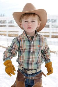 Cinch Boys Infant/Toddler Long Sleeve Plaid Shirt - Green - Nate's Western Wear