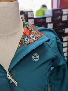 Hooey Ladies Soft Shell Jacket - Teal With Multi Color Lining - Nate's Western Wear