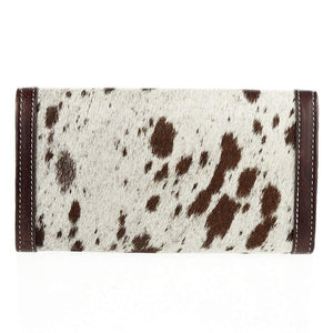 Ariat Alexandria Style Flap Over Wallet Brown & White HairOn - Nate's Western Wear