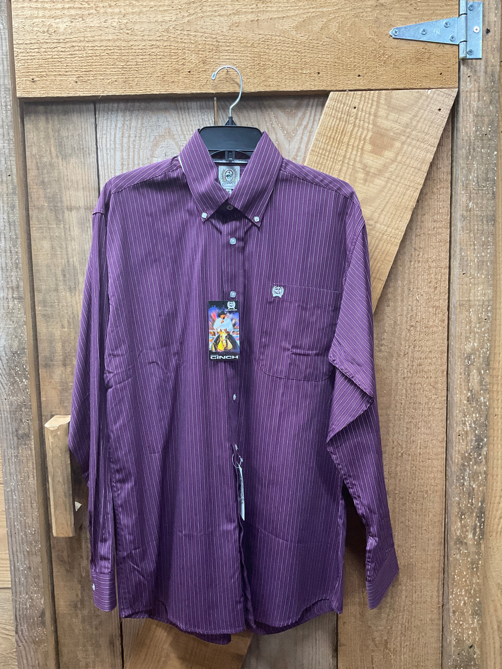 Cinch Men’s Purple Stripe Long Sleeve Button Down Shirt - Nate's Western Wear