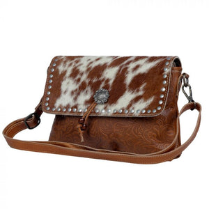 Blossom etched Leather & Hair On Bag - Nate's Western Wear