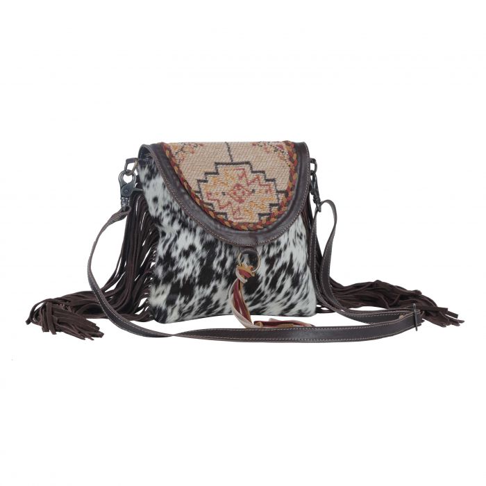 Monochromatic speckles Leather & Hairon Bag - Nate's Western Wear
